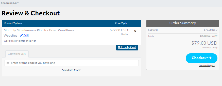 Shopping cart forms