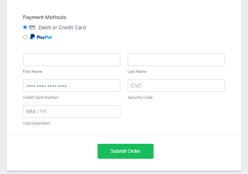 payment form